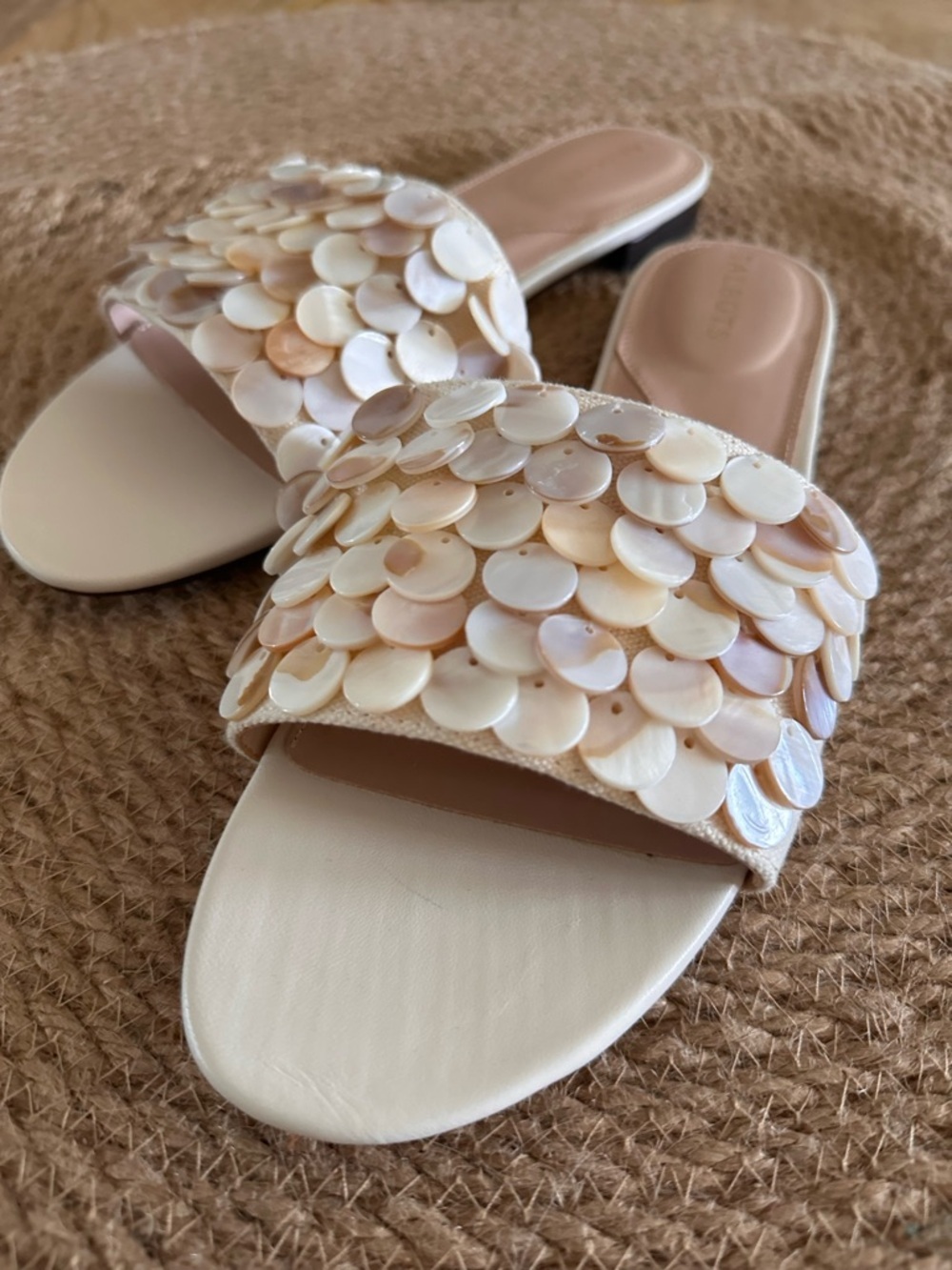 Talbots Mother-of-Pearl Disc Slide Sandals - Picture 3 of 6